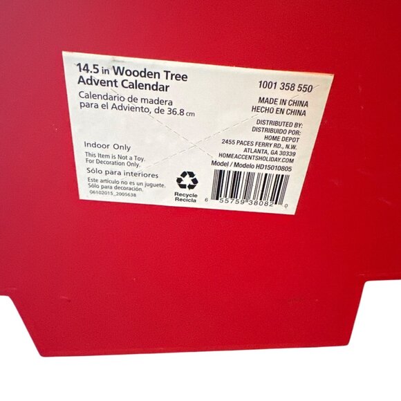 Wooden Tree Advent Calendar Red & White Snowflake Drawers For Holiday Countdown - Picture 5 of 5